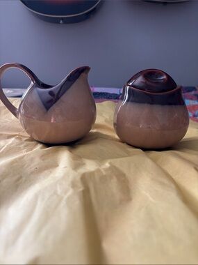Sango Nova Brown Ceramic Brown Gradient Creamer and Sugar Set